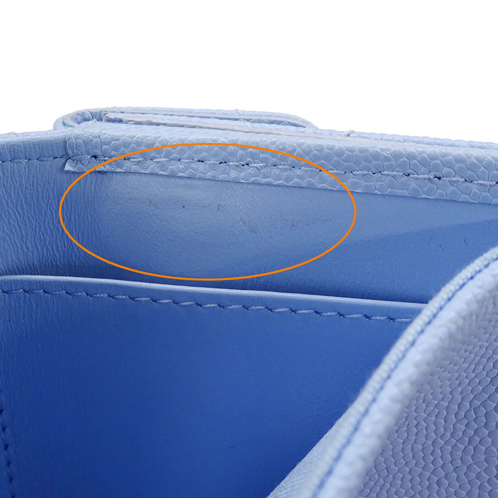 CHANEL Authentic Blue Caviar Leather Wallet - Picture 10 of 16